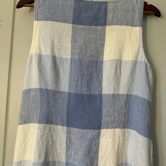 J Jill Love Linen Blue Gingham Tie front Dress Size Medium Petite - Picture 11 of 11